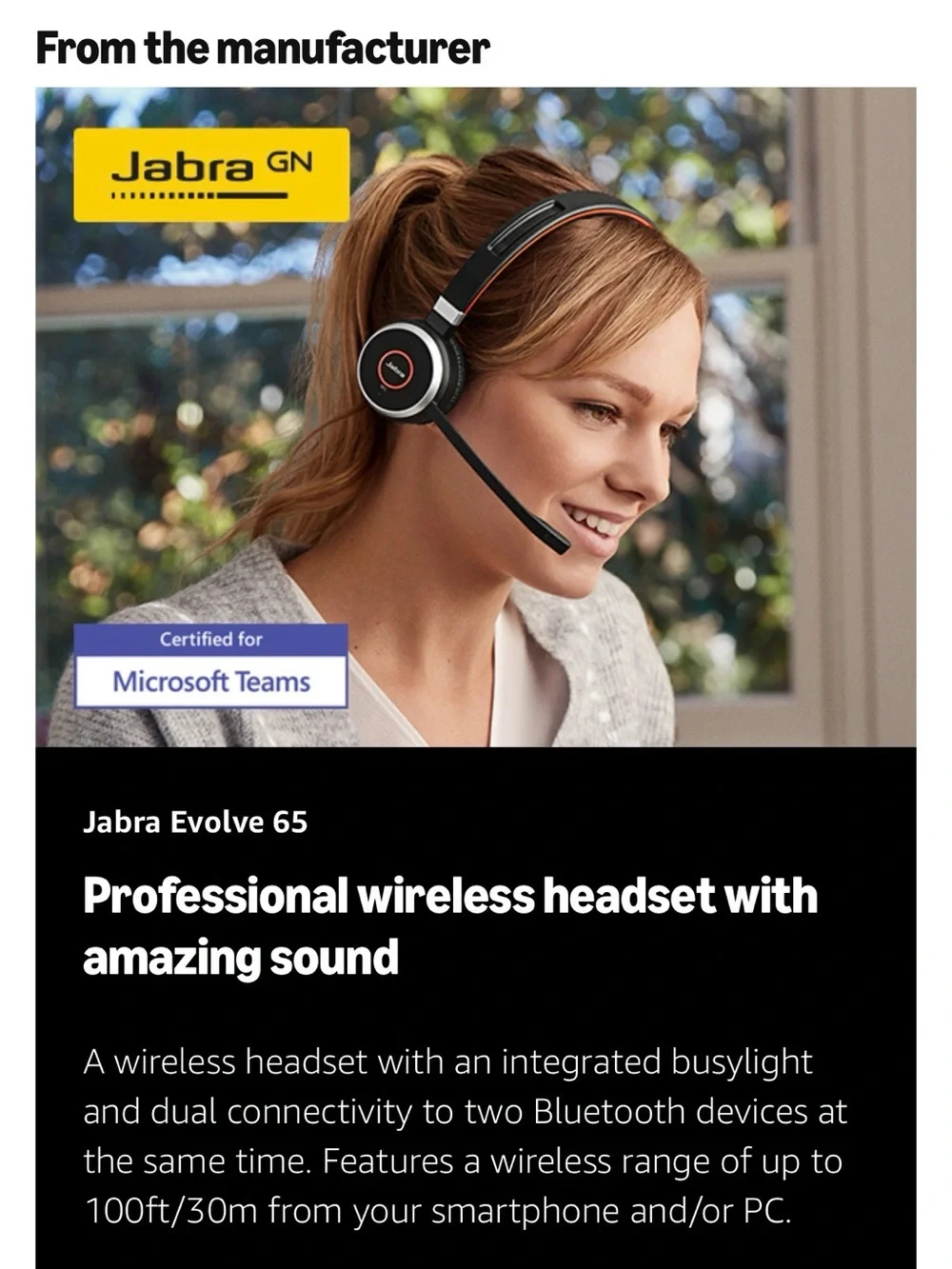 Jabra Evolve 65 SE Link Stereo Wireless Bluetooth Headset Headphones New in Box